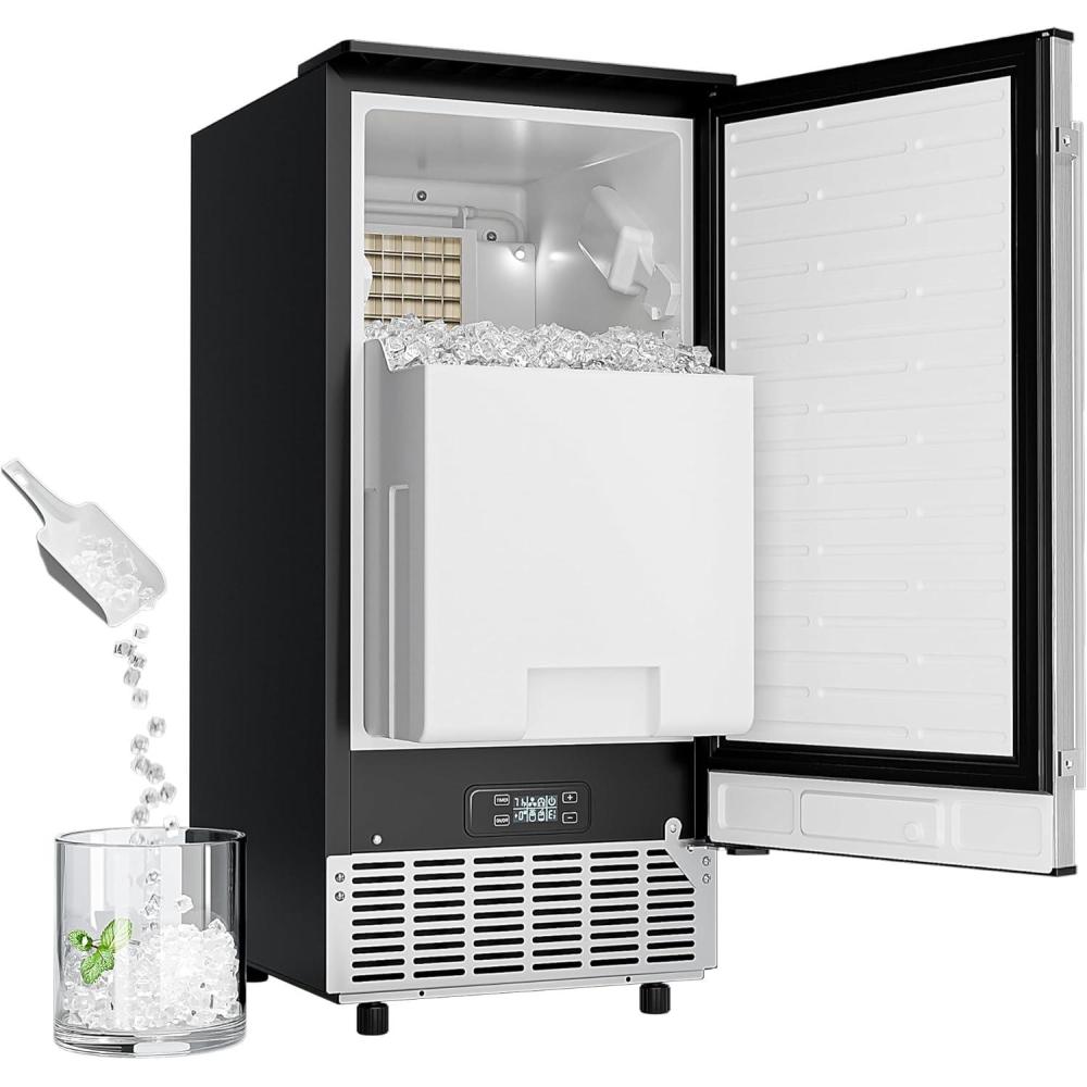 imageEUHOMY Commercial Under Counter Ice Maker Machine 80 LbDay AutoCleaning ampamp 24H Timer Gravity DrainageStainless Steel Builtin Freestanding Ice Maker 24 Lb Storage Ideal for Commercial ampamp Home Use
