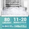 EUHOMY Commercial Under Counter Ice Maker Machine, 80 Lb/Day Auto-Cleaning & 24H Timer, Gravity Drainage,Stainless Steel Built-in Freestanding Ice Maker, 24 Lb Storage, Ideal for Commercial & Home Use