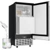 EUHOMY Commercial Under Counter Ice Maker Machine, 80 Lb/Day Auto-Cleaning & 24H Timer, Gravity Drainage,Stainless Steel Built-in Freestanding Ice Maker, 24 Lb Storage, Ideal for Commercial & Home Use