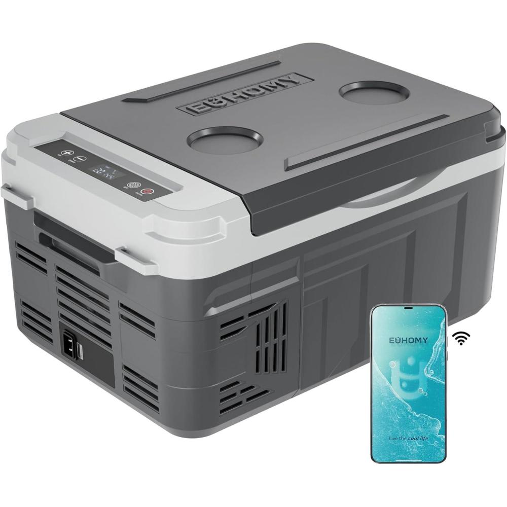 imageEUHOMY 12 Volt Refrigerator 11 Quart 10L Compressor Electric Cooler APP Control Car Fridge 1224V DC ampamp 120240V AC Car refrigerator 468 Portable Freezer for RV Camping TravelRefrigerator
