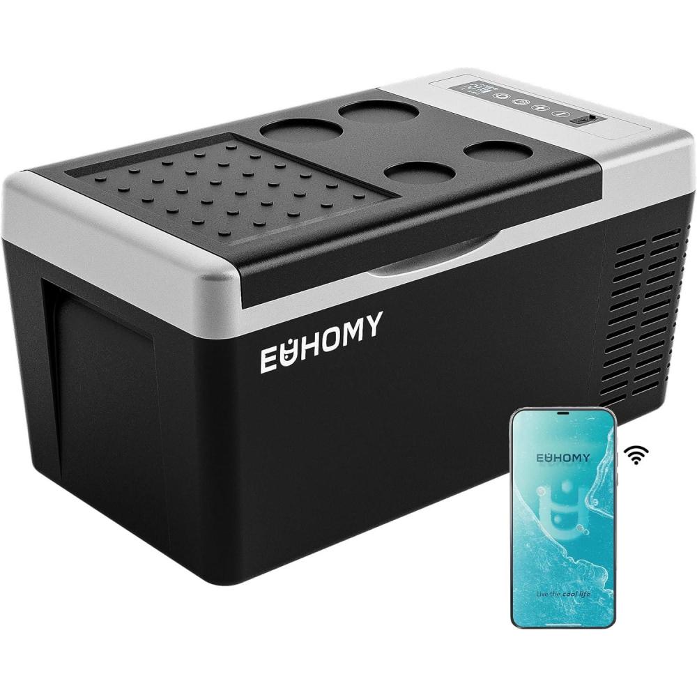 imageEUHOMY 12 Volt Refrigerator 19QT18L Compressor Electric Cooler APP Control Car Fridge 468 Portable Refrigerator 1224V DC 110240V AC Portable Freezer for Camping Travel Boat19 QT