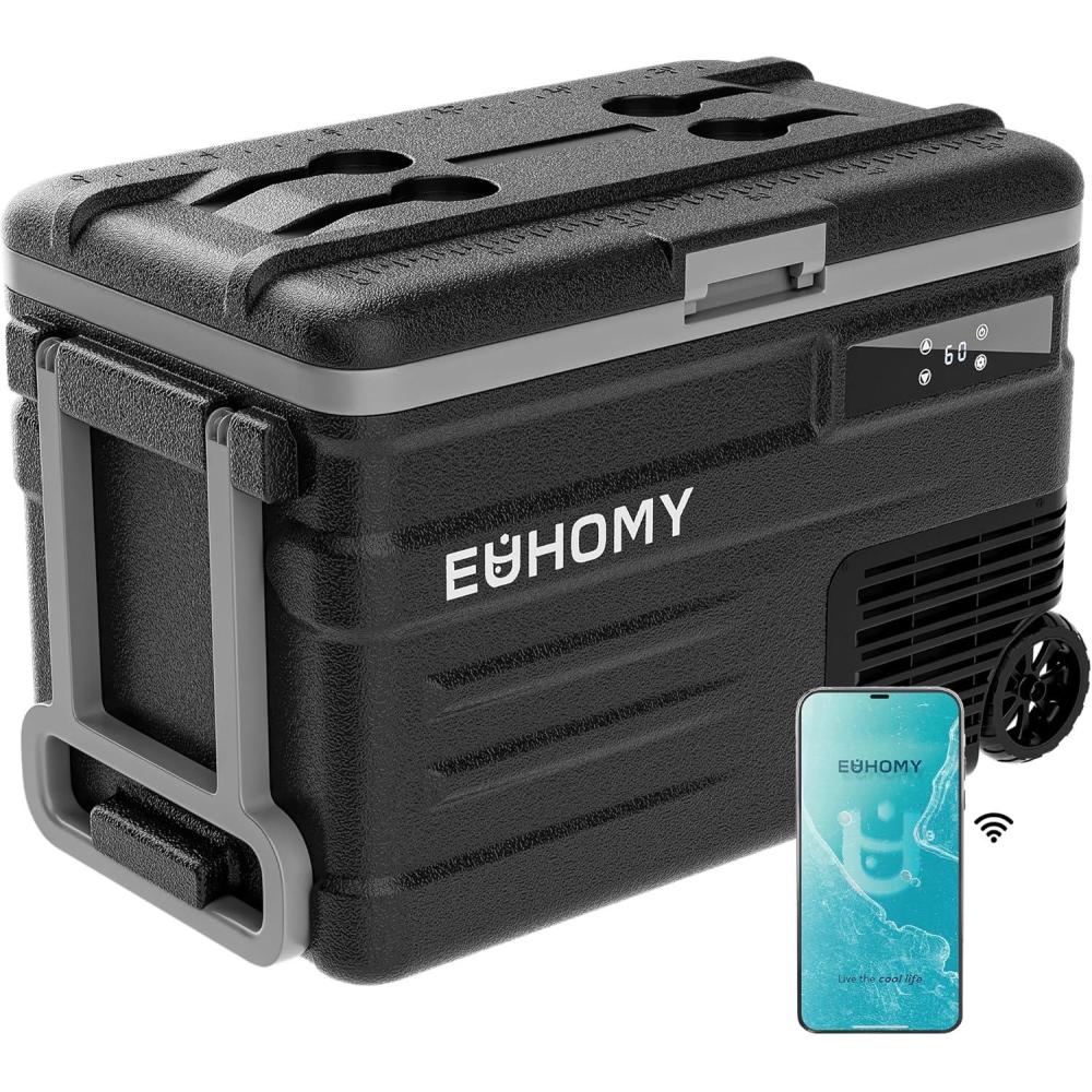 imageEUHOMY 12 Volt Refrigerator 59QT55L 12V Fridge APP Control Electric Cooler 1224V DC 110240V AC Car Refrigerator 068 12 Volt Cooler for Camping Trip Truck Boating Outdoor49QT