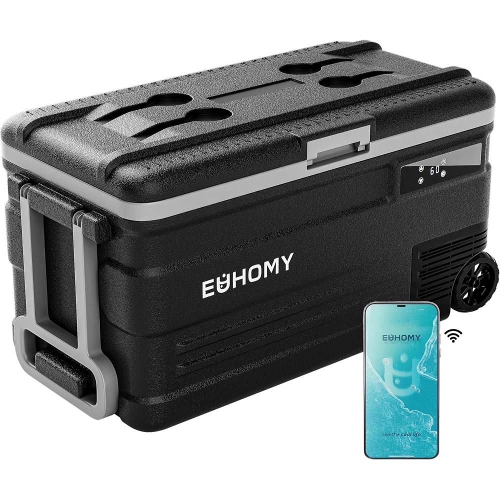 imageEUHOMY 12 Volt Refrigerator 59QT55L 12V Fridge APP Control Electric Cooler 1224V DC 110240V AC Car Refrigerator 068 12 Volt Cooler for Camping Trip Truck Boating Outdoor80 QT