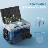 EUHOMY 12 Volt Refrigerator, 53QT(50L) Electric Cooler, Portable Freezer 12V/24V DC 110-240V AC, 12V Fridge -4℉~68℉, 12V Cooler with Wheels & 2 Baskets for Travel, Truck, Boat, Camping(Refrigerator)
