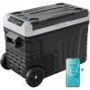 EUHOMY 12 Volt Refrigerator, 53QT(50L) Electric Cooler, Portable Freezer 12V/24V DC 110-240V AC, 12V Fridge -4℉~68℉, 12V Cooler with Wheels & 2 Baskets for Travel, Truck, Boat, Camping(Refrigerator)