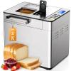 EUHOMY Bread Maker Machine 13-in-1 Bread Machine, Dough Maker, Auto Nut Dispenser & Ceramic Pan, 2LB and 3 Loaf Sizes & 3 Crust Colors, 650W Bread Machine with Keep Warm Set, Whole Wheat(Bread Maker 25 Programs)