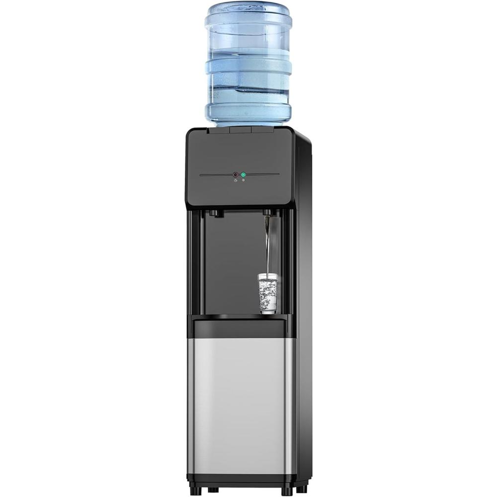 imageEuhomy Hot ampamp Cold Water Dispenser Top Loading Water Dispenser for 3 or 5 Gallon Bottles Top Loading Hot ampamp Cold Water Dispensor with Child Safety Lock for Office HomeSilver and Black