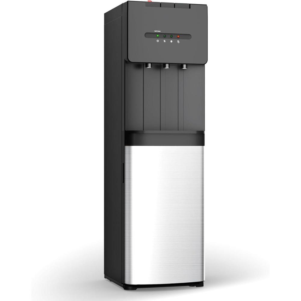 imageEuhomy SelfCleaning Bottom Loading Water Dispenser 3 TemperaturesColdHotWarm with Child Lock Display Light Suitable for Apartments Schools Companies BlackampampSilver