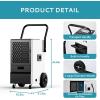 EUHOMY 160 Pints Commercial Dehumidifier, Large Dehumidifier With Drain Hose, Timer and 4 Wheels,Industrial Dehumidifiers for Flood Repair, Drying Basement, Warehouse and Factory(DH-01 with Pump)
