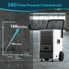 EUHOMY 160 Pints Commercial Dehumidifier, Large Dehumidifier With Drain Hose, Timer and 4 Wheels,Industrial Dehumidifiers for Flood Repair, Drying Basement, Warehouse and Factory(DH-01 with Pump)