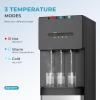 Euhomy Bottom Loading Water Dispenser for 5 Gallons, 3 Temperatures (Cold/Hot/Warm) with Child Lock, Display Light, Water Dispenser for Apartments, Schools, Companies, Black