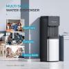 Euhomy Self-Cleaning Bottom Loading Water Dispenser, 3 Temperatures(Cold/Hot/Warm) with Child Lock, Display Light, Suitable for Apartments, Schools, Companies, Black&Silver
