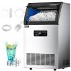 EUHOMY Commercial Ice Maker,100lbs/24H,Stainless Steel Under Counter Ice Machine with Water Filter,33lbs Storage Capacity, 45 Cubes in 8-12 Mins, Freestanding Ice Machine for Home/Bar/Cafe/Restaurant