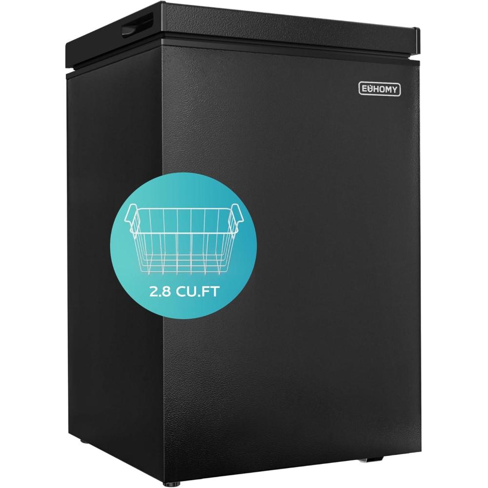 imageEUHOMY 35 CuFt Chest Freezer with Removable Basket Small Deep Freezer Adjustable 7 Thermostat Quiet Mini Freezer FreeStanding Top Door Energy Saving for ApartmentGarageBasementDormHomeBlack28 CUFT