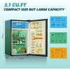 EUHOMY 3.2 Cu.Ft Mini Fridge with Freezer, Single Door Compact Refrigerator, Adjustable Thermostat, Mini Refrigerator Energy Saving, Mini fridge for Bedroom, Dorm, Office, Black(Black)