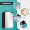 EUHOMY 3.2 Cu.Ft Mini Fridge with Freezer, Single Door Compact Refrigerator, Adjustable Thermostat, Mini Refrigerator Energy Saving, Mini fridge for Bedroom, Dorm, Office, Black(Silver)
