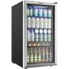 EUHOMY Beverage Refrigerator Cooler, 130 Can Mini Fridge with Glass Door for Soda Beer or Wine, Beverage Cooler for Home, Office, Bar with Adjustable Removable Shelves, Silver(Silver)