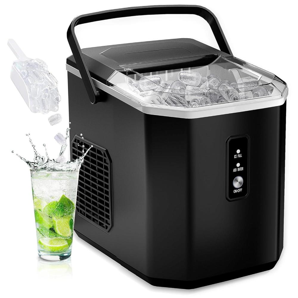 imageEUHOMY Nugget Ice Makers Countertop Ready in 8 Mins 35lbs24H SelfCleaning Portable Ice Maker Machine with Ice Scoop ampamp Basket Sonic Ice Maker with Chewable Pellet Ice for HomePartyRVCampingBlack
