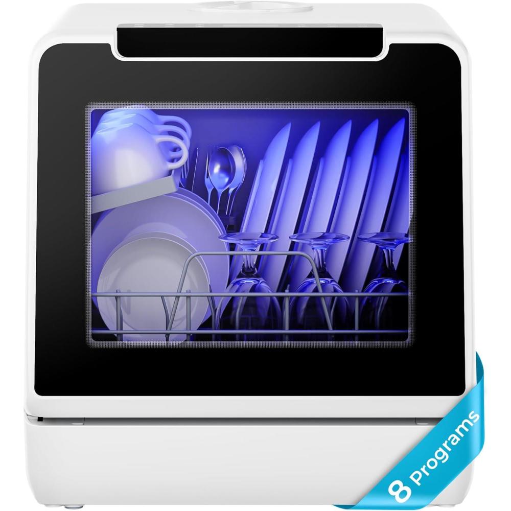 imageEUHOMY Portable Dishwasher Countertop Dishwashers 8 Programs Mini Dishwasher 5L Builtin Water Tank and Inlet hose Self Clean Baby Care Air Dry Function for Apartments ampamp RVs No Hookup Needed8 Programs  Black Door