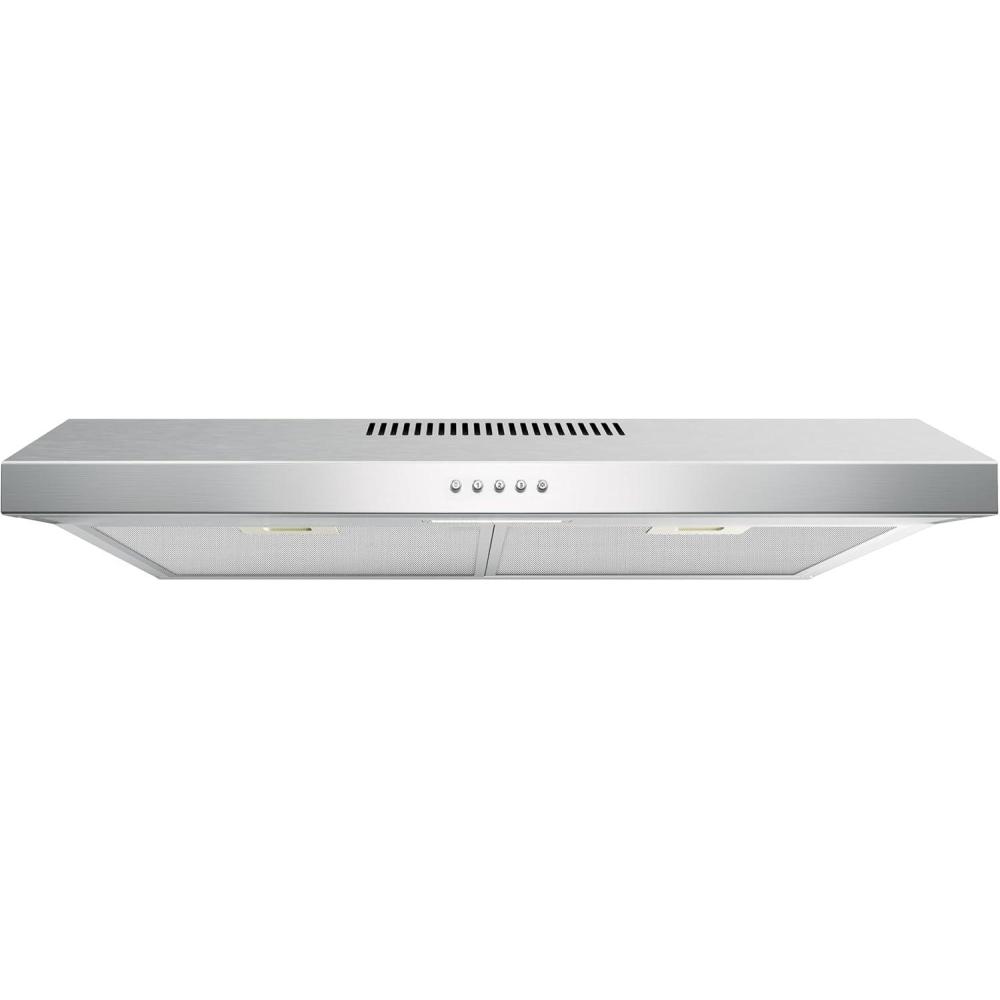 imageEuhomy Ductless Under Cabinet Range Hood 30 inch with 2 Speed Exhaust Fan Kitchen Wall Mount Range Hood 300 CFM with 2W LED Light Vent Hood with Washable Filter Stainless SteelUnder Cabinet  3 Speed