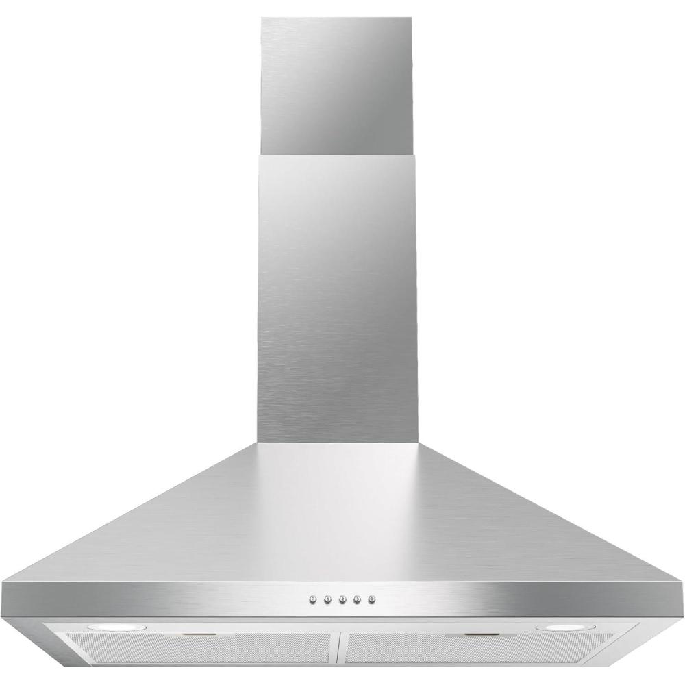 imageEuhomy Ductless Under Cabinet Range Hood 30 inch with 2 Speed Exhaust Fan Kitchen Wall Mount Range Hood 300 CFM with 2W LED Light Vent Hood with Washable Filter Stainless SteelWall Mount  Press Button