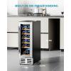 EUHOMY 12 Inch Wine Cooler Refrigerator, Wine Fridge 18 Bottles, Built-in or Freestanding with Double-Layer Tempered Glass Door, Mini Fridge with Quiet and Temperature Memory Function(12″ Single Zone Wine Cooler)