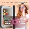 EUHOMY Mini Fridge, 4 Liter/6 Cans AC/DC Small Refrigerator for Skincare, Portable Cooler and Warmer for Skin Care, Cosmetics, Beverage, 4L Makeup Mini Fridge for Bedroom, Car, Office, Dorm, Pink(Black)