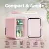 EUHOMY Mini Fridge, 4 Liter/6 Cans AC/DC Small Refrigerator for Skincare, Portable Cooler and Warmer for Skin Care, Cosmetics, Beverage, 4L Makeup Mini Fridge for Bedroom, Car, Office, Dorm, Pink(Pink)