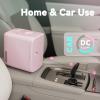 EUHOMY Mini Fridge, 4 Liter/6 Cans AC/DC Small Refrigerator for Skincare, Portable Cooler and Warmer for Skin Care, Cosmetics, Beverage, 4L Makeup Mini Fridge for Bedroom, Car, Office, Dorm, Pink(Pink)