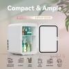 EUHOMY Mini Fridge, 4 Liter/6 Cans AC/DC Small Refrigerator for Skincare, Portable Cooler and Warmer for Skin Care, Cosmetics, Beverage, 4L Makeup Mini Fridge for Bedroom, Car, Office, Dorm, Pink(White)