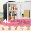 EUHOMY Mini Fridge, 4 Liter/6 Cans AC/DC Small Refrigerator for Skincare, Portable Cooler and Warmer for Skin Care, Cosmetics, Beverage, 4L Makeup Mini Fridge for Bedroom, Car, Office, Dorm, Pink(Black)