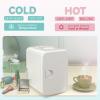 EUHOMY Mini Fridge, 4 Liter/6 Cans AC/DC Small Refrigerator for Skincare, Portable Cooler and Warmer for Skin Care, Cosmetics, Beverage, 4L Makeup Mini Fridge for Bedroom, Car, Office, Dorm, Pink(White)