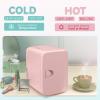 EUHOMY Mini Fridge, 4 Liter/6 Cans AC/DC Small Refrigerator for Skincare, Portable Cooler and Warmer for Skin Care, Cosmetics, Beverage, 4L Makeup Mini Fridge for Bedroom, Car, Office, Dorm, Pink(Pink)