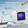 EUHOMY Portable Dishwasher Countertop Dishwashers, 8 Programs Mini Dishwasher, 5L Built-in Water Tank and Inlet hose, Self Clean, Baby Care, Air Dry Function, for Apartments & RVs, No Hookup Needed(8 Programs  Black Door)