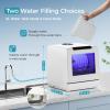 EUHOMY Portable Dishwasher Countertop Dishwashers, 8 Programs Mini Dishwasher, 5L Built-in Water Tank and Inlet hose, Self Clean, Baby Care, Air Dry Function, for Apartments & RVs, No Hookup Needed(8 Programs  White Door)