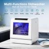 EUHOMY Portable Dishwasher Countertop Dishwashers, 8 Programs Mini Dishwasher, 5L Built-in Water Tank and Inlet hose, Self Clean, Baby Care, Air Dry Function, for Apartments & RVs, No Hookup Needed(8 Programs  White Door)
