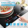 Euhomy 4 Burners Cooktop 24 inch, 220V Electric Stove Top Burner, 16 Level and Touch Control, 6000W Built-in Electric Burners for Cooking, Child Lock, Timer, Residual Heat Indicator, No Plug(2 Burners)