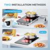 Euhomy 4 Burners Cooktop 24 inch, 220V Electric Stove Top Burner, 16 Level and Touch Control, 6000W Built-in Electric Burners for Cooking, Child Lock, Timer, Residual Heat Indicator, No Plug(2 Burners)