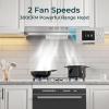 Euhomy Ductless Under Cabinet Range Hood 30 inch with 2 Speed Exhaust Fan, Kitchen Wall Mount Range Hood 300 CFM with 2W LED Light, Vent Hood with Washable Filter, Stainless Steel(Under Cabinet – 2 Speed)