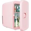 EUHOMY Mini Fridge, 4 Liter/6 Cans AC/DC Small Refrigerator for Skincare, Portable Cooler and Warmer for Skin Care, Cosmetics, Beverage, 4L Makeup Mini Fridge for Bedroom, Car, Office, Dorm, Pink(Pink)