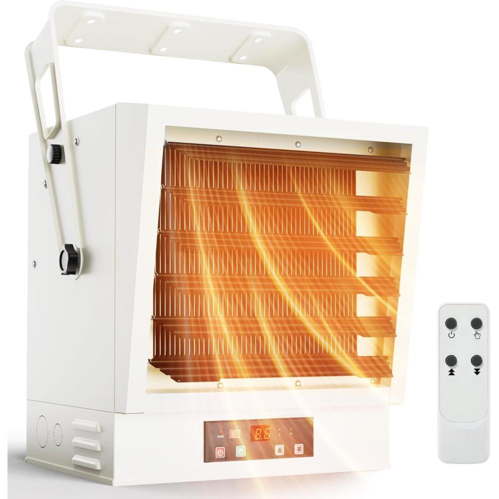 imageEUHOMY Electric Garage Heater 10000 Watt Hardwired Ceiling Workshop heater with FullFunction Remote ampamp 9Hour Timer ETL Compliant 240V Wall Heater Suitable for Garage Workshop Warehouse10 000Watt