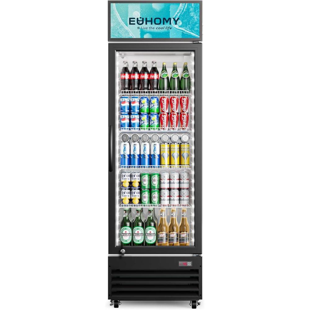 imageEUHOMY 114CuFt Back Bar Cooler With 3 Glass Doors 53quot Counter Height Beverage Refrigerator with LED Lighting Commercial Display Bar Fridge for BeerSoda DrinksWine Black9 CUFT Commercial Refrigerator