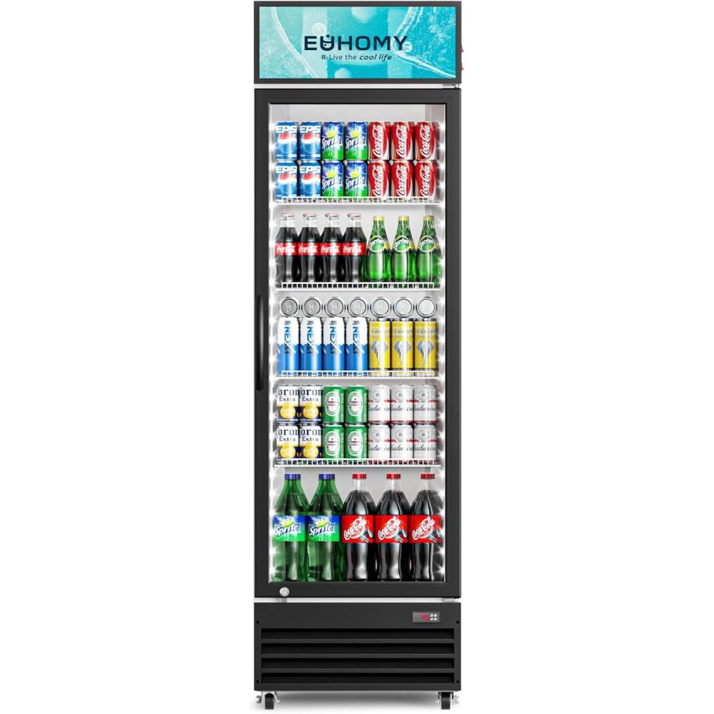 imageEUHOMY 114CuFt Back Bar Cooler With 3 Glass Doors 53quot Counter Height Beverage Refrigerator with LED Lighting Commercial Display Bar Fridge for BeerSoda DrinksWine Black12 CUFT Commercial Refrigerator