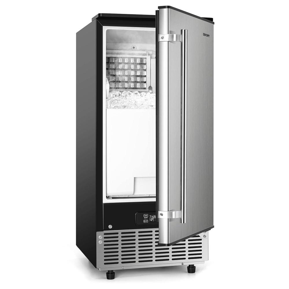 imageEUHOMY 15quot W Commercial Under Counter Ice Maker Machine 90 LbDay AutoCleaning ampamp 24H Timer Gravity DrainageStainless Steel Builtin Freestanding Ice Maker 24 Lb Bin Ideal for Commercial ampamp Home90lbsday