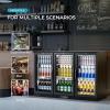 EUHOMY 11.4Cu.Ft Back Bar Cooler With 3 Glass Doors, 53″ Counter Height Beverage Refrigerator with LED Lighting, Commercial Display Bar Fridge for Beer,Soda Drinks,Wine, Black(3 Door Back Bar Cooler)