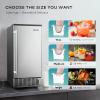 EUHOMY 15″ W Commercial Under Counter Ice Maker Machine, 90 Lb/Day Auto-Cleaning & 24H Timer, Gravity Drainage,Stainless Steel Built-in Freestanding Ice Maker, 24 Lb Bin, Ideal for Commercial & Home(90lbs/day)