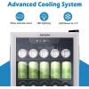 EUHOMY 48 Can Beverage Refrigerator cooler-Mini Fridge Glass Door for Beer Drinks Wines, Countertop Beverage Fridge with Adjustable Shelves Blue LED for Home/Office/Dorm/Bar, 1.3 cu.ft(3.2 CUFT)