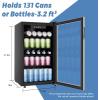 EUHOMY 48 Can Beverage Refrigerator cooler-Mini Fridge Glass Door for Beer Drinks Wines, Countertop Beverage Fridge with Adjustable Shelves Blue LED for Home/Office/Dorm/Bar, 1.3 cu.ft(3.2 CUFT)