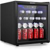 EUHOMY 48 Can Beverage Refrigerator cooler-Mini Fridge Glass Door for Beer Drinks Wines, Countertop Beverage Fridge with Adjustable Shelves Blue LED for Home/Office/Dorm/Bar, 1.3 cu.ft(1.3 CUFT)