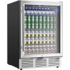 EUHOMY 24 Inch Beverage Refrigerator, 180 Can Built-in Beverage Cooler, Under Counter Beer Fridge with Glass Door for Soda, Water, Wine – For Kitchen, Bar or Office(24″ Undercounter Beverage Refrigerator)
